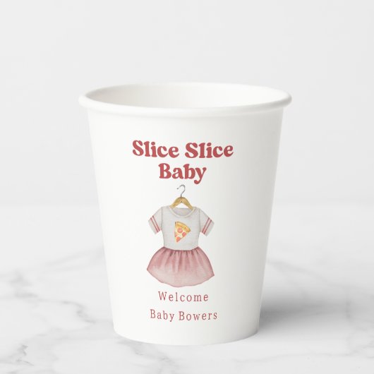 Slice Slice Baby Dusche Pizza Neutraler Bodysuit Pappbecher (Vorderseite)