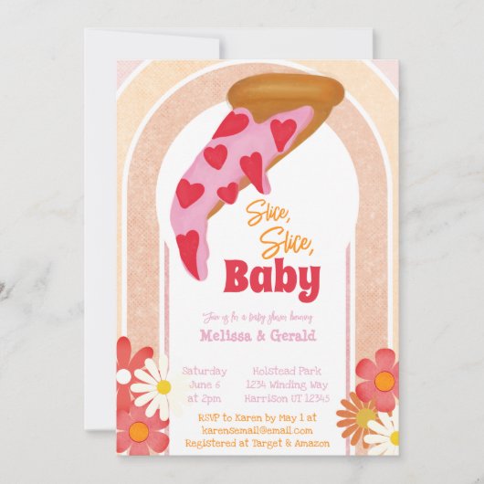 Slice Slice Baby Dusche Pizza Party Einladung (Vorderseite)
