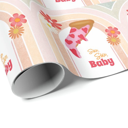 Slice Slice Baby Dusche Pizza Party Geschenkpapier (Rolleneckpunkt)