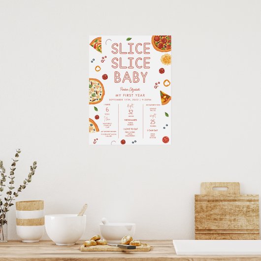 Slice Slice Baby First Birthday Milestone Poster (Küche)