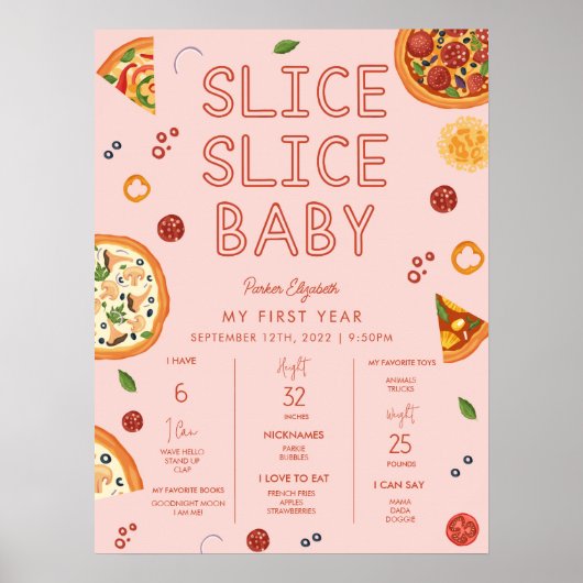 Slice Slice Baby First Birthday Mlestone Poster (Vorne)