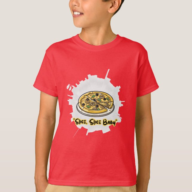 Slice, Slice Baby – Funny Pizza Lover Graphic Tee (Vorderseite)