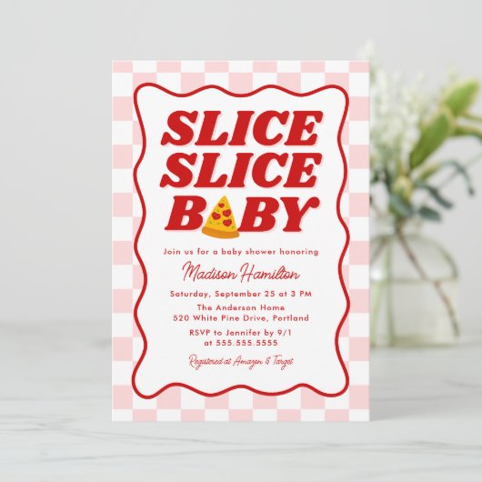 Slice Slice Baby Italian Pizza Baby Shower Einladung (Stehend Vorderseite)