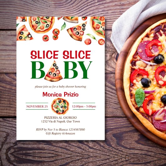 Slice Slice Baby Italienische Pizza Babydusche Einladung