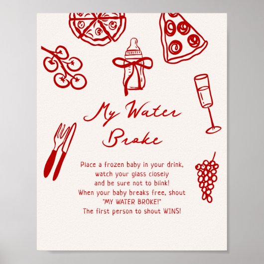 Slice Slice Baby mein Wasser Broke Spiel Printable Poster (Vorne)