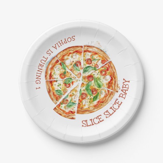 Slice Slice Baby Modern Pizza Birthday Party Paper Pappteller (Vorderseite)