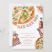 Slice Slice Baby Moderne Pizza Baby Dusche Invitat Einladung (Vorderseite)