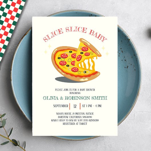 Slice Slice Baby Modernes Pizza Baby Dusche Einladung