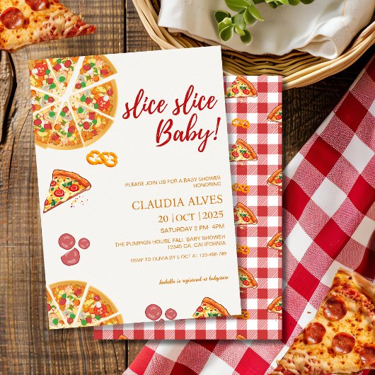 Slice Slice Baby picnic Pizza baby shower Einladung