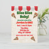 Slice Slice Baby, pizza 1st birthday Einladung (Stehend Vorderseite)