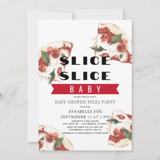 Slice Slice Baby Pizza Baby Dusche Einladung (Vorderseite)