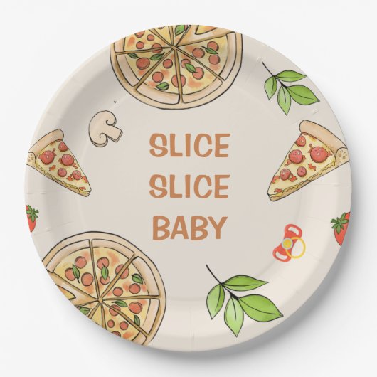 Slice Slice Baby Pizza Baby Dusche Pappteller (Vorderseite)