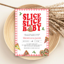 Slice Slice Baby Pizza Baby Dusche Pink Gingham Einladung