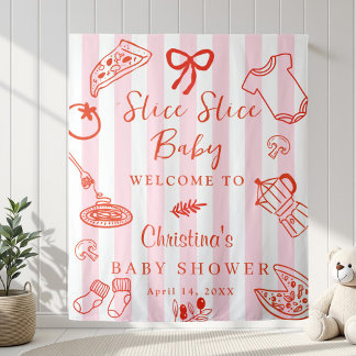 Slice Slice Baby Pizza Baby Shower Hintergrund Wandteppich