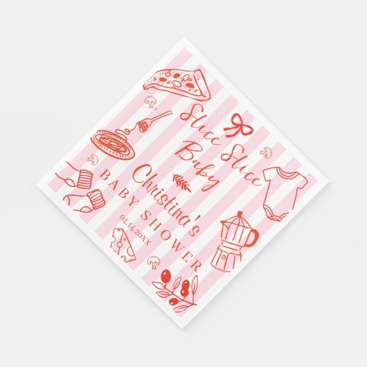 Slice Slice Baby Pizza & Baby Shower Paper Napkin Serviette (Ecke)