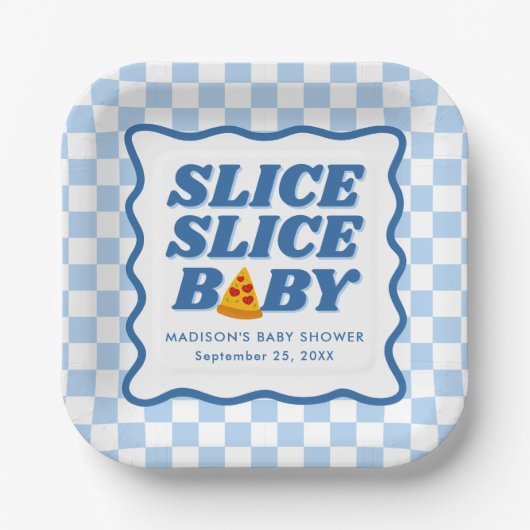 Slice Slice Baby Pizza Baby Shower Pappteller (Vorderseite)