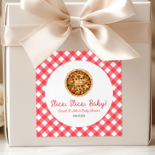Slice, Slice, Baby! Pizza Baby Shower Quadratischer Aufkleber