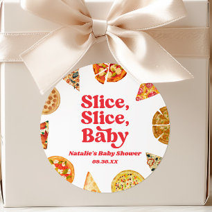 Slice, Slice, Baby! Pizza Baby Shower Runder Aufkleber