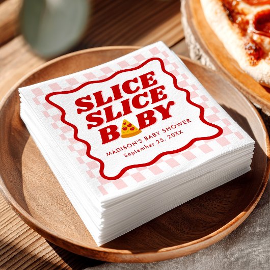 Slice Slice Baby Pizza Baby Shower Serviette