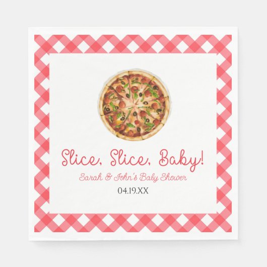 Slice, Slice, Baby! Pizza Baby Shower Serviette (Vorderseite)