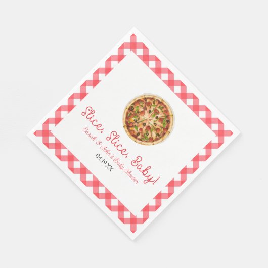 Slice, Slice, Baby! Pizza Baby Shower Serviette (Ecke)