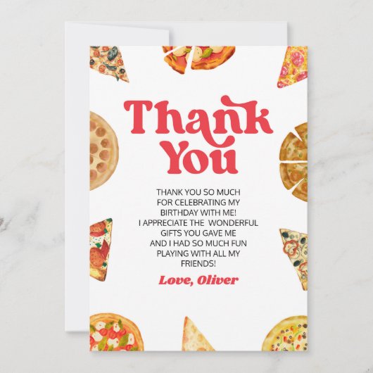 Slice Slice Baby! Pizza Birthday Party Dankeskarte (Vorderseite)