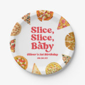 Slice, Slice, Baby! Pizza Birthday Party Pappteller (Vorderseite)