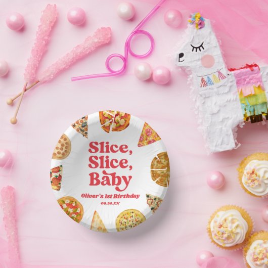 Slice, Slice, Baby! Pizza Birthday Party Pappteller (Party)