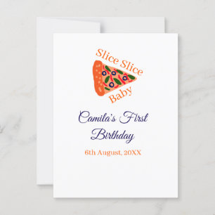 Slice Slice Baby Pizza Braun Blau 1. Geburtstag Postkarte
