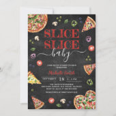 Slice Slice Baby | Pizza Chalkboard Babydusche Einladung (Vorderseite)