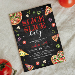 Slice Slice Baby   Pizza Chalkboard Babydusche Einladung