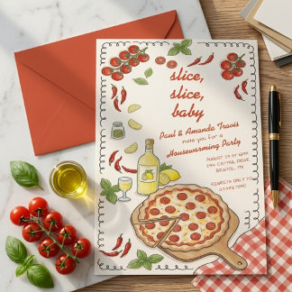 Slice Slice Baby Pizza Einweihungsparty Einladung