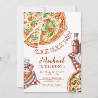 Slice Slice Baby Pizza Erster Geburtstag Einladung