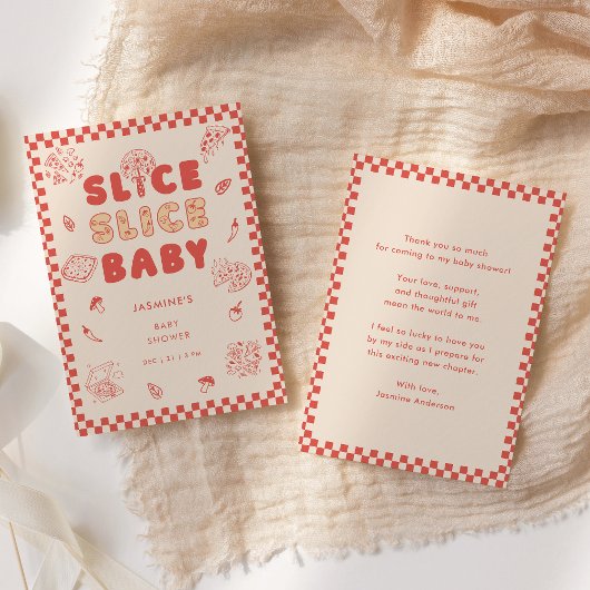 Slice Slice Baby Pizza Hand Drawn Baby Shower Dankeskarte