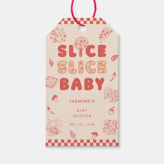 Slice Slice Baby Pizza Hand Drawn Baby Shower Geschenkanhänger (Vorderseite)