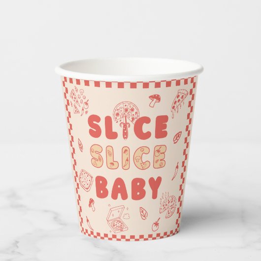 Slice Slice Baby Pizza Hand Drawn Baby Shower Pappbecher (Vorderseite)