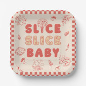 Slice Slice Baby Pizza Hand Drawn Baby Shower Pappteller (Vorderseite)