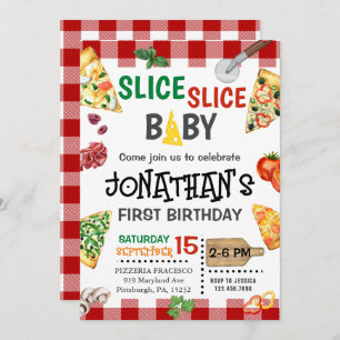 Slice Slice Baby Pizza Party 1. Geburtstag Einladung