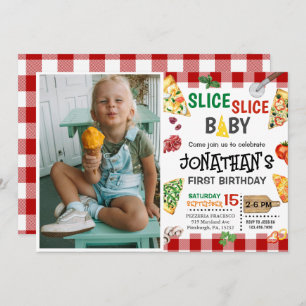 Slice Slice Baby Pizza Party 1. Geburtstag Einladung