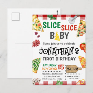Slice Slice Baby Pizza Party 1. Geburtstag Postkarte