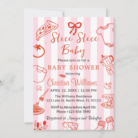 Slice Slice Baby Pizza Shower Invitation Einladung (Vorderseite)