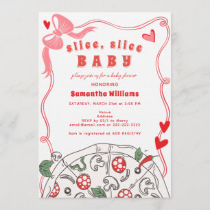 Slice Slice Baby Rot Pink Mädchen Pizza Baby Showe Einladung