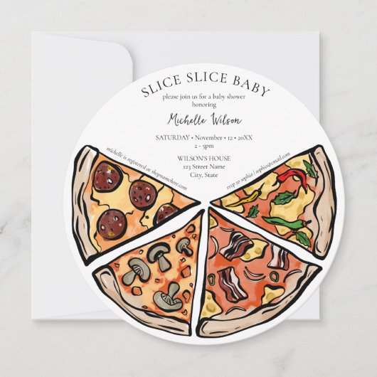 Slice Slice Baby Rustikale Pizza Geschlecht neutra Einladung (Vorderseite)