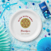Slice Slice Baby Shower Gender Neutral Fun Pizza Pappteller (Party)
