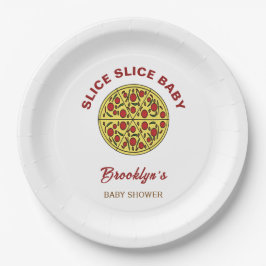Slice Slice Baby Shower Gender Neutral Fun Pizza Pappteller