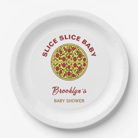 Slice Slice Baby Shower Gender Neutral Fun Pizza Pappteller (Vorderseite)