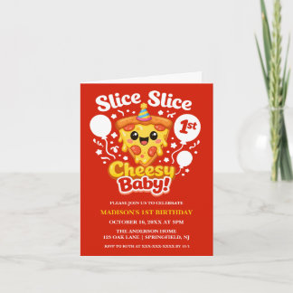 Slice Slice Cheesy Baby Pizza 1. Geburtstag Einladung
