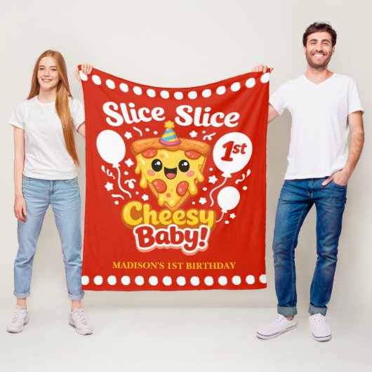 Slice Slice Cheesy Baby Pizza 1. Geburtstag Fleecedecke (Beispiel)