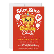 Slice Slice Cheesy Baby Pizza 1. Geburtstagsfoto