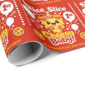 Slice Slice Cheesy Baby Pizza 1st Birthday Geschenkpapier (Rolleneckpunkt)
